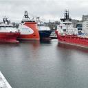 Zicht op Aberdeen vanaf het achterdek van de MV Hrossey