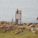 Het vuurtorentje op Muckle Roe, eindpunt van onze wandeling